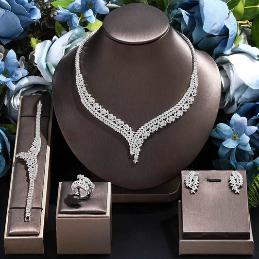 African Blue Bridal Jewelry Sets New Fashion Dubai Necklace Sets For Women Wedding Party Accessories